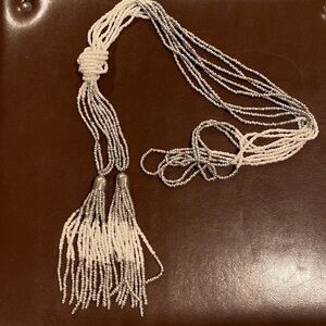 SILVER and white long necklace